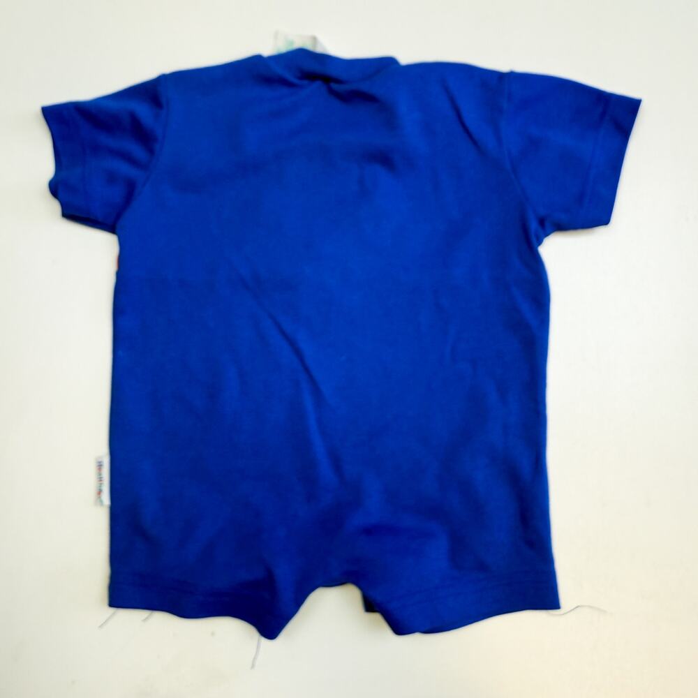 Vintage Healthtex 90s Firefighter Dog Romper Blue Red 12 Months - Picture 5 of 6